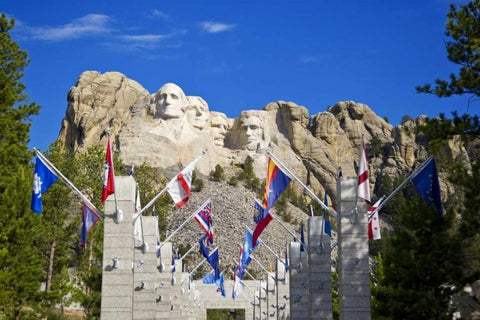 SD, Mount Rushmore framed by Grand View Terrace White Modern Wood Framed Art Print with Double Matting by Lord, Fred