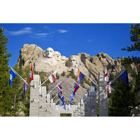 SD, Mount Rushmore framed by Grand View Terrace White Modern Wood Framed Art Print by Lord, Fred