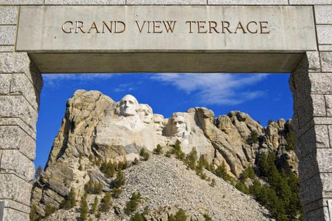 SD, Mount Rushmore framed by Grand View Terrace Black Ornate Wood Framed Art Print with Double Matting by Lord, Fred
