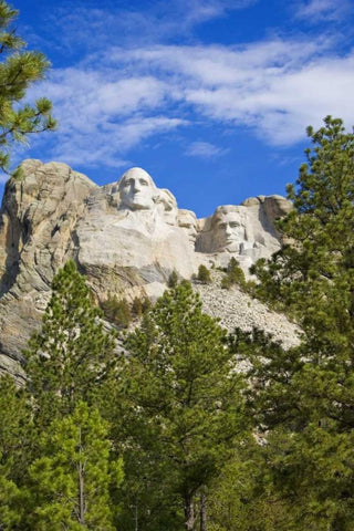 South Dakota Overview of Mount Rushmore White Modern Wood Framed Art Print with Double Matting by Lord, Fred