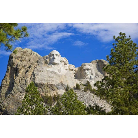 South Dakota Overview of Mount Rushmore Gold Ornate Wood Framed Art Print with Double Matting by Lord, Fred