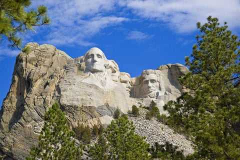 South Dakota Overview of Mount Rushmore White Modern Wood Framed Art Print with Double Matting by Lord, Fred