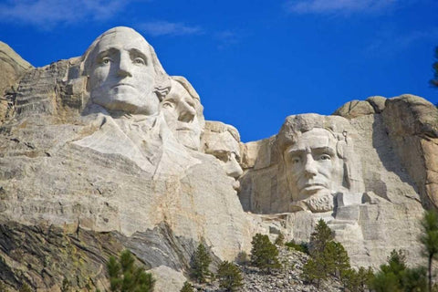 SD, Mount Rushmore in daytime White Modern Wood Framed Art Print with Double Matting by Lord, Fred