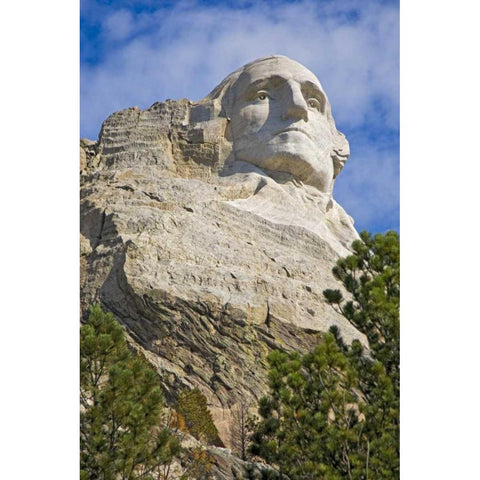 SD, President George Washington at Mount Rushmore White Modern Wood Framed Art Print by Lord, Fred