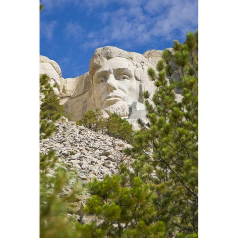 SD, President Abraham Lincoln at Mount Rushmore Black Modern Wood Framed Art Print with Double Matting by Lord, Fred