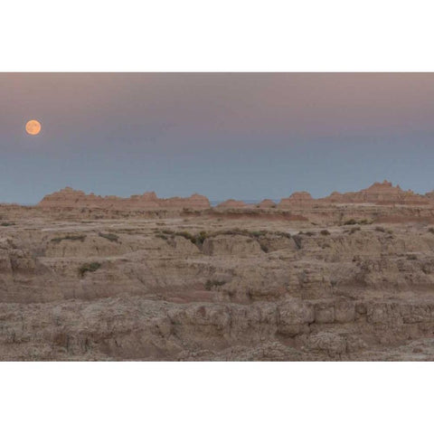 USA, South Dakota Moonrise in Badlands NP Black Modern Wood Framed Art Print by Illg, Cathy and Gordon