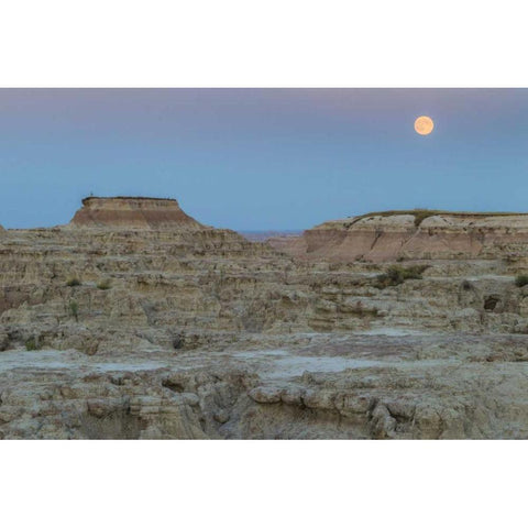 USA, South Dakota Moonrise in Badlands NP White Modern Wood Framed Art Print by Illg, Cathy and Gordon