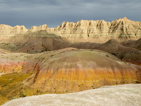 South Dakota- Badlands National Park. Badlands rock formations Black Ornate Wood Framed Art Print with Double Matting by Wild, Jamie and Judy