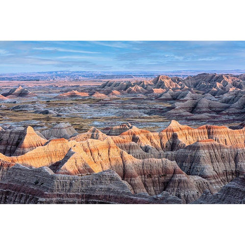 Formations of striated hoodoo lead the eye to a plateau and more peaks Gold Ornate Wood Framed Art Print with Double Matting by Haddad, Sheila