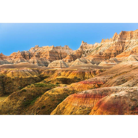 Layers of striated round hoodoos lead to soaring sharp peaked hoodoos Black Modern Wood Framed Art Print with Double Matting by Haddad, Sheila
