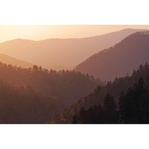 Sunset from Morton Overlook-Great Smoky Mountains National Park-Tennessee Black Modern Wood Framed Art Print by Jones, Adam
