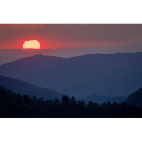Sunset from Morton Overlook-Great Smoky Mountains National Park-Tennessee Gold Ornate Wood Framed Art Print with Double Matting by Jones, Adam