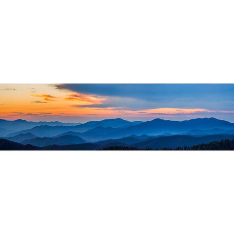 View of Smoky Mountain Range from Clingmans Dome Gold Ornate Wood Framed Art Print with Double Matting by Miller, Anna