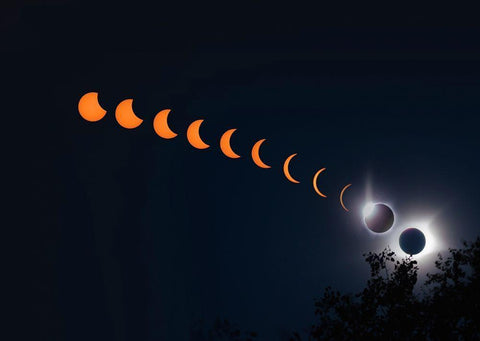 Solar Eclipse 2017-Viewed from Smoky Mountains National Park-Tennessee-USA White Modern Wood Framed Art Print with Double Matting by Miller, Anna