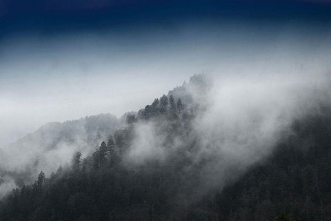 Mountain Clouds at Newfound Gap-Smoky Mountains National Park-Tennessee-USA White Modern Wood Framed Art Print with Double Matting by Miller, Anna