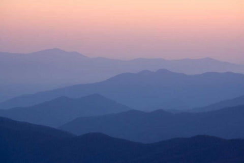 TN, Great Smoky Mts Mountain layers at sunset Black Ornate Wood Framed Art Print with Double Matting by Kaveney, Wendy