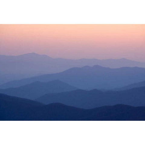 TN, Great Smoky Mts Mountain layers at sunset Black Modern Wood Framed Art Print with Double Matting by Kaveney, Wendy