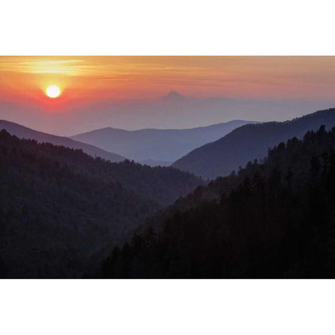 Tennessee, Great Smoky Mts Morton Overlook Black Modern Wood Framed Art Print by Flaherty, Dennis