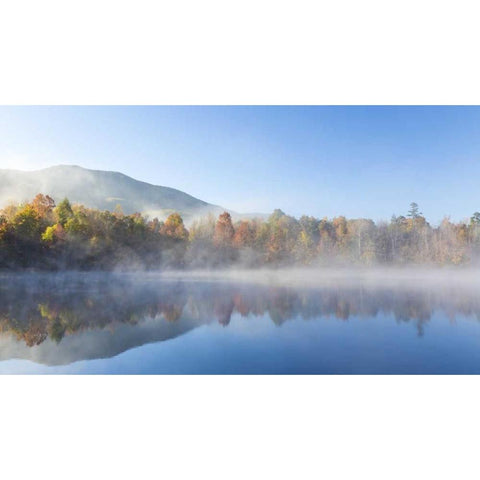 Tennessee Morning fog on Indian Boundary Lake Black Modern Wood Framed Art Print with Double Matting by Paulson, Don
