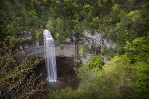 TN, Fall Creek Falls, a double waterfall Black Ornate Wood Framed Art Print with Double Matting by Grall, Don