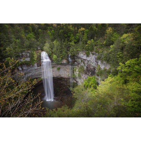 TN, Fall Creek Falls, a double waterfall Black Modern Wood Framed Art Print with Double Matting by Grall, Don