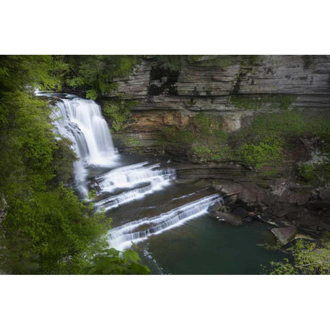 TN, Cummins Falls SP Waterfall basin Black Modern Wood Framed Art Print by Grall, Don