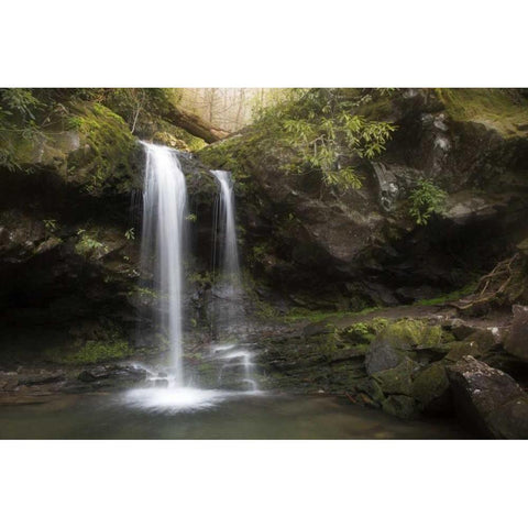 Tennessee, Great Smoky Mts Grotto Falls scenic Black Modern Wood Framed Art Print by Grall, Don
