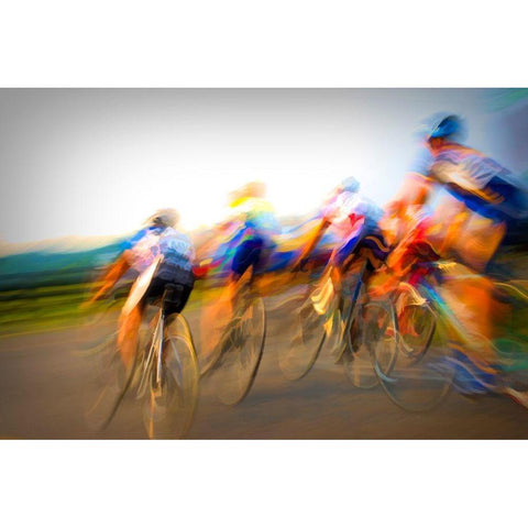 Tennessee Abstract of contestants in bicycle race Black Modern Wood Framed Art Print by Jaynes Gallery