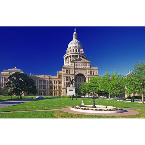 Texas, Austin View of the state capital building Gold Ornate Wood Framed Art Print with Double Matting by Flaherty, Dennis