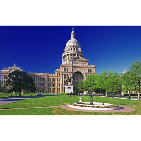 Texas, Austin View of the state capital building White Modern Wood Framed Art Print by Flaherty, Dennis