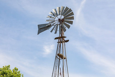 Castroville-Texas-USA-Windmill in the Texas Hill Country White Modern Wood Framed Art Print with Double Matting by Wilson, Emily M.