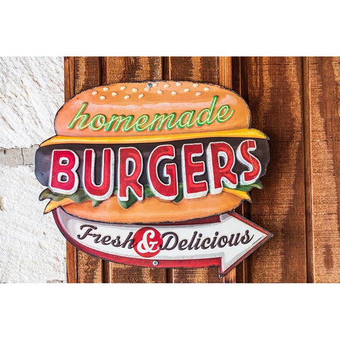 Bandera-Texas-USA-Sign for homemade burgers in the Texas Hill Country Black Modern Wood Framed Art Print by Wilson, Emily M.