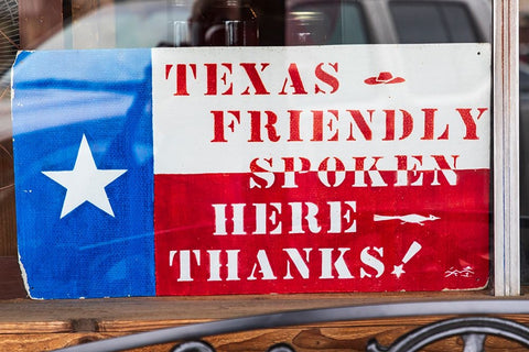 Bandera-Texas-USA-Texas friendly sign in the Texas Hill Country Black Ornate Wood Framed Art Print with Double Matting by Wilson, Emily M.