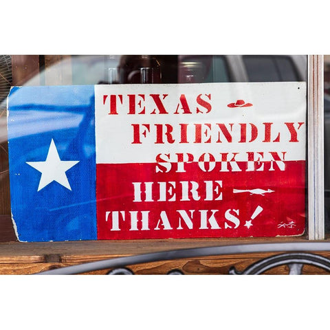 Bandera-Texas-USA-Texas friendly sign in the Texas Hill Country Black Modern Wood Framed Art Print by Wilson, Emily M.