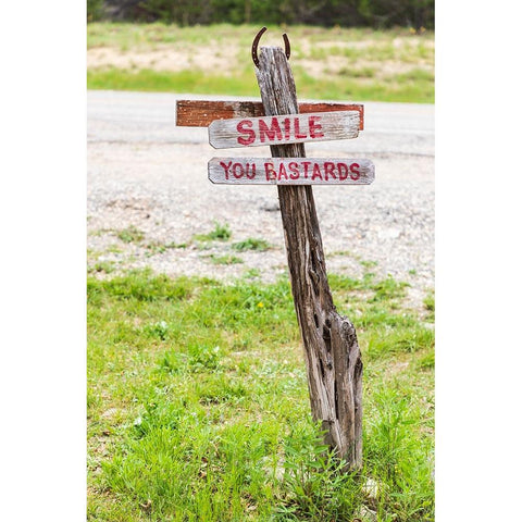 Comfort-Texas-USA-Humorous sign in the Texas Hill Country Gold Ornate Wood Framed Art Print with Double Matting by Wilson, Emily M.