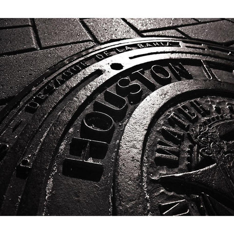 Houston-Texas manhole cover Black Modern Wood Framed Art Print by SMO