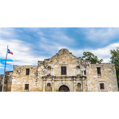 Alamo Mission-San Antonio-Texas Site 1836 battle between Texas patriots and Mexican army Black Modern Wood Framed Art Print by Perry, William