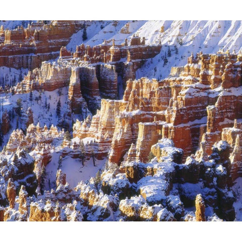 UT, Bryce Canyon Winter snow on rock formations Black Modern Wood Framed Art Print by Talbot Frank, Christopher