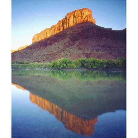 UT, Sunlight on a mesa with the Colorado River Black Modern Wood Framed Art Print by Talbot Frank, Christopher