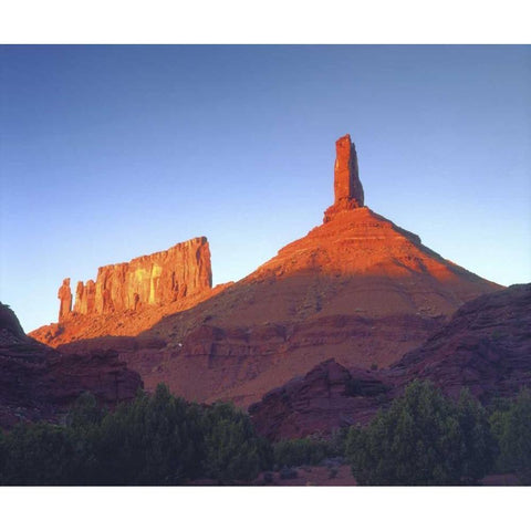 USA, Utah, Sandstone formations at sunset White Modern Wood Framed Art Print by Talbot Frank, Christopher