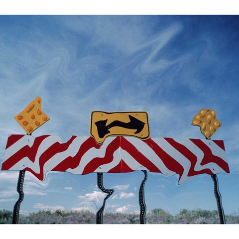 Utah, Digital distortion road sign at end of road Black Modern Wood Framed Art Print by Satushek, Steve