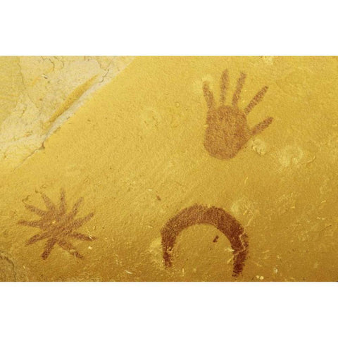 UT Pictographs by the Pueblo Penasco ruin Gold Ornate Wood Framed Art Print with Double Matting by Flaherty, Dennis