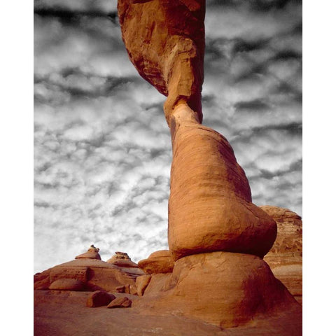 UT, Arches NP Delicate Arch against clouds Black Modern Wood Framed Art Print by Zuckerman, Jim