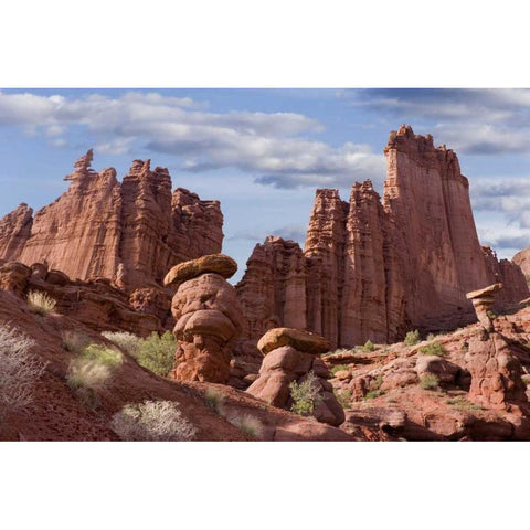 USA, Utah View of Fisher Towers White Modern Wood Framed Art Print by Paulson, Don