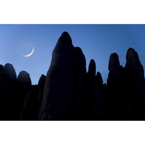 UT, Arches NP Crescent moon and silhouette Black Modern Wood Framed Art Print by Paulson, Don