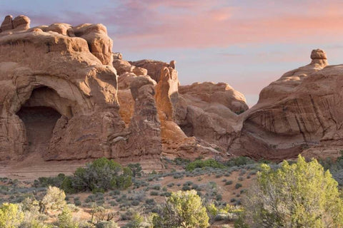 UT, Arches NP Windows Section and cave opening Black Ornate Wood Framed Art Print with Double Matting by Paulson, Don