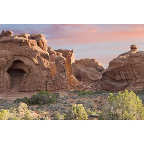 UT, Arches NP Windows Section and cave opening Black Modern Wood Framed Art Print with Double Matting by Paulson, Don