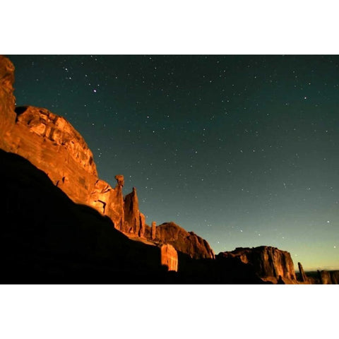 UT, Arches NP Moonrise highlights Park Avenue Black Modern Wood Framed Art Print by Illg, Cathy and Gordon