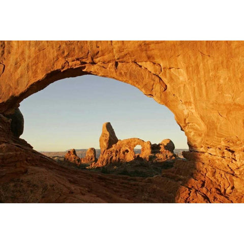 UT, Arches NP Turret arch  through North Window White Modern Wood Framed Art Print by Illg, Cathy and Gordon