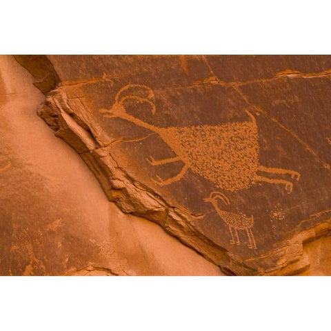 UT, Monument Valley NP Petroglyph etching White Modern Wood Framed Art Print by OBrien, Jay